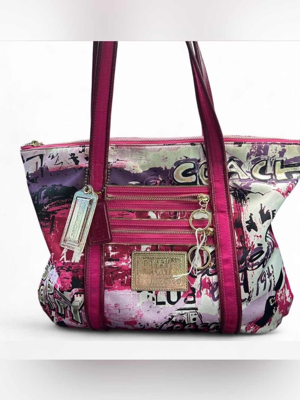 Y2K Coach PINK GRAFFITI GLAM Tote Bag Purse 14987